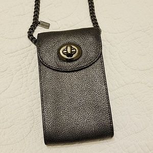 Coach Phone Crossbody in Metallic Caviar Leather